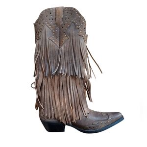 Laredo Fringed Leather Snip Toe Boot